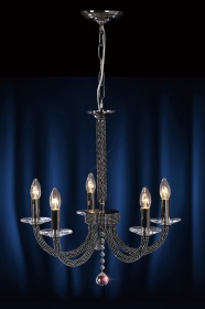 Elena Black Chrome Crystal Ceiling Lights Diyas Multi Arm Crystal Fittings